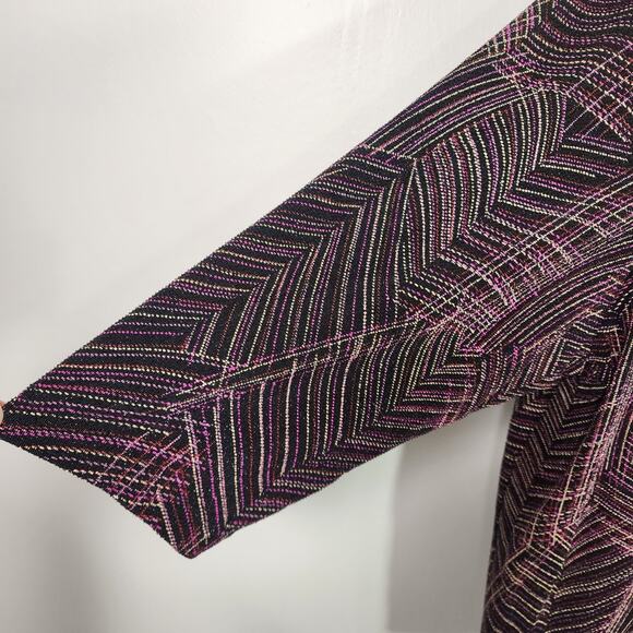 August Max Women Stretch Cardigan 3X Textured Metallic Blend Button Colorful Art - Picture 8 of 11